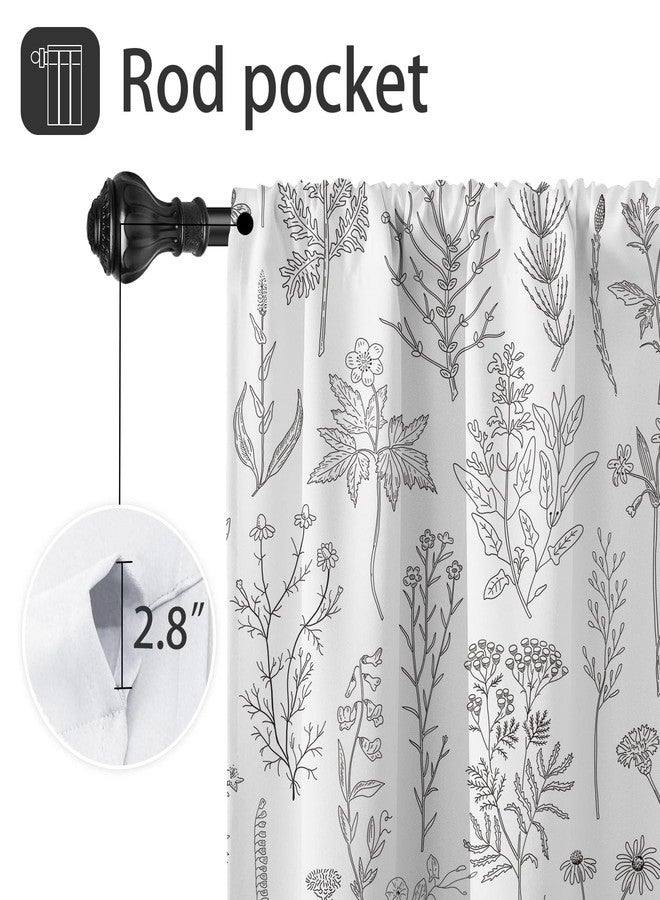 Coxila Vintage Floral Kitchen Window Curtains 27.5 x 39 Inch Small Short Mini Cafe Rod Pocket Retro Flower Black Grey and White Living Bedroom Room Home Treatment Set of 2 Curtain Panels Drapes Tiers - Image 3
